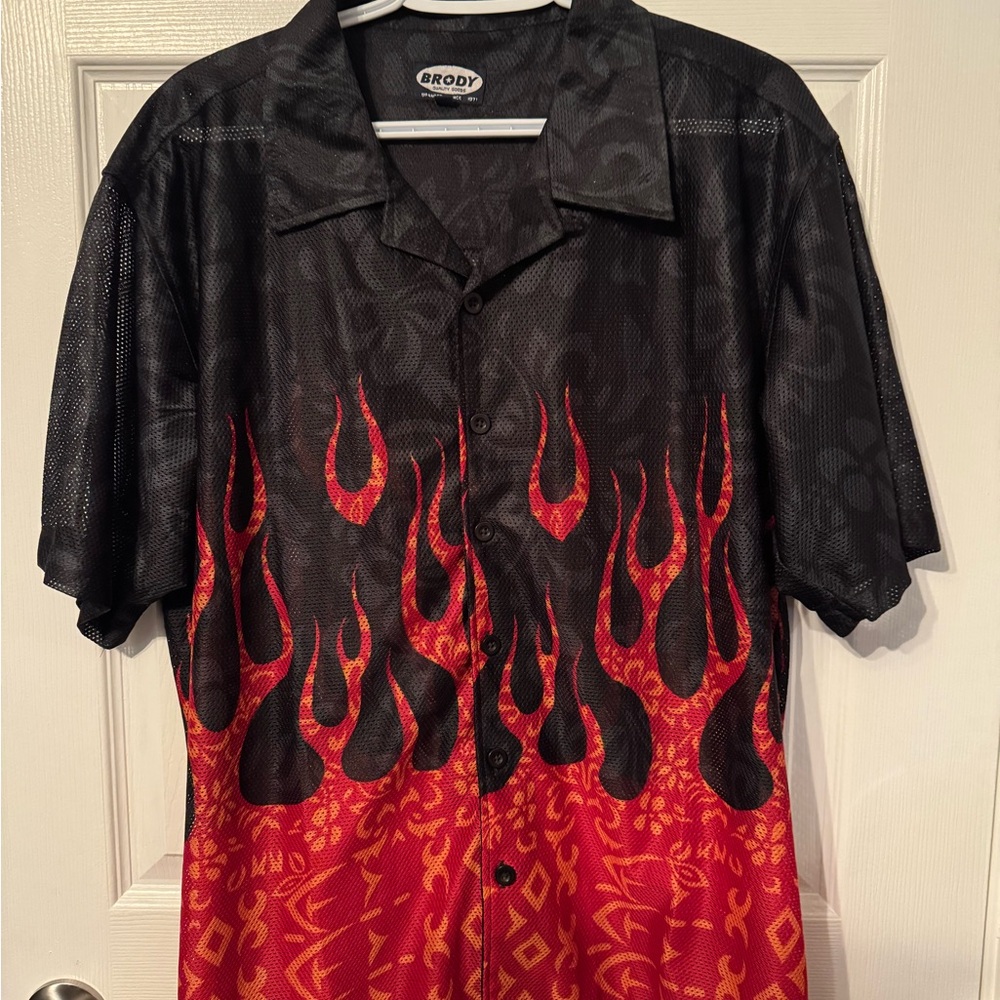 Brodys Men's Black and Red Flame Shirt from bootlegger